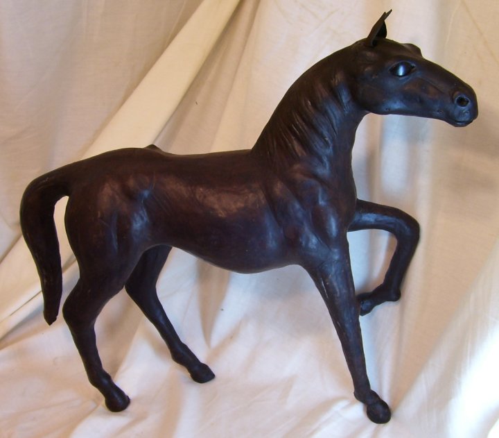 Antique Hand Tooled Leather Horse Statue from about 1920 Antique Hand Tooled Leather Horse Statue from about 1920