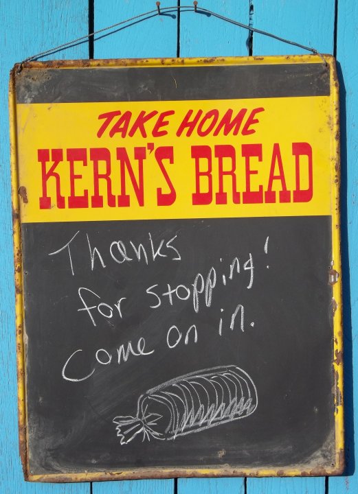 Kern's Bread Chaulk Menu Board Metal Sign, perhaps from 1920's Kern's Bread Chaulk Menu Board Metal Sign, perhaps from 1920's